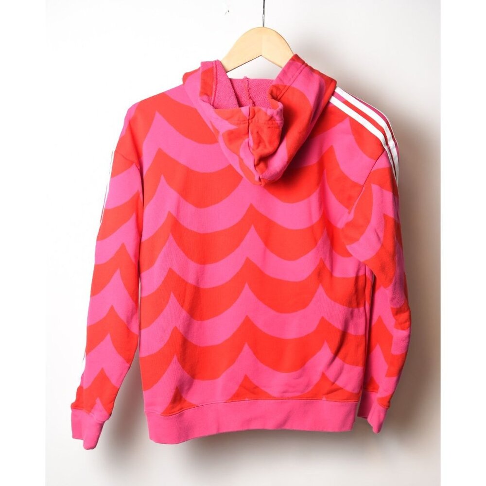 Adidas x Marimekko Women's Pink Red Hoodie with White Stripes Size XS - Picture 7 of 11